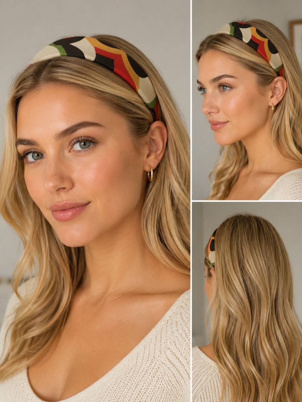 Canvas Multicolor Wide Headband - Women Accessories